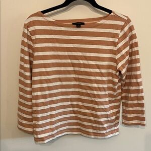 J. Crew Camel and White Striped Top